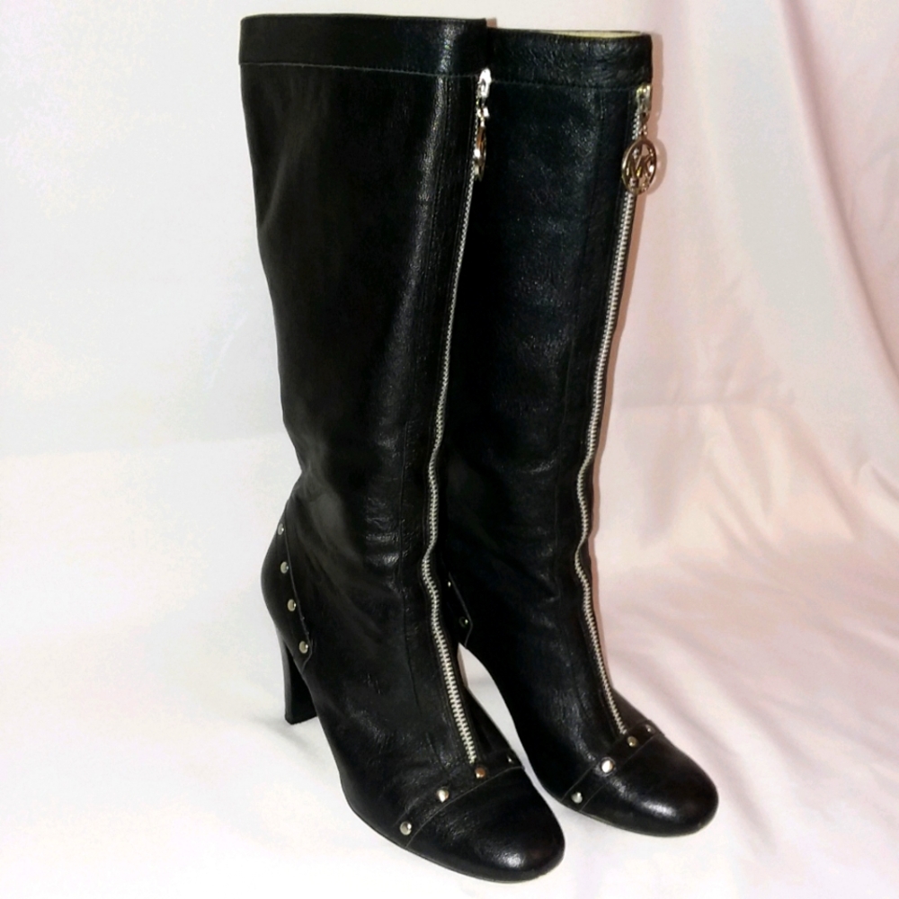 Michael Kors Black Leather Tall Boots - Size 10
